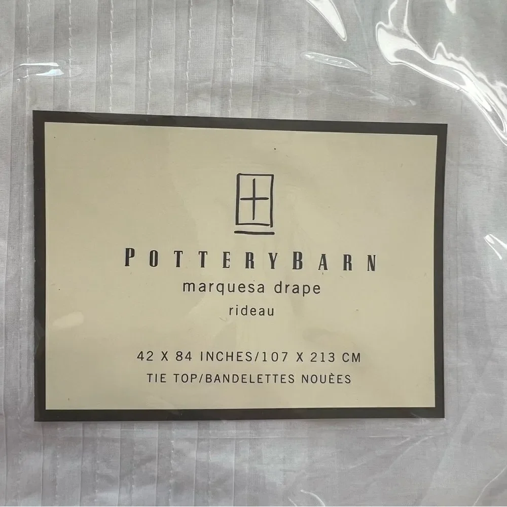 NWT Pottery Barn Marquesa Drape White Sheer Light Filtering Curtain 42 x 84